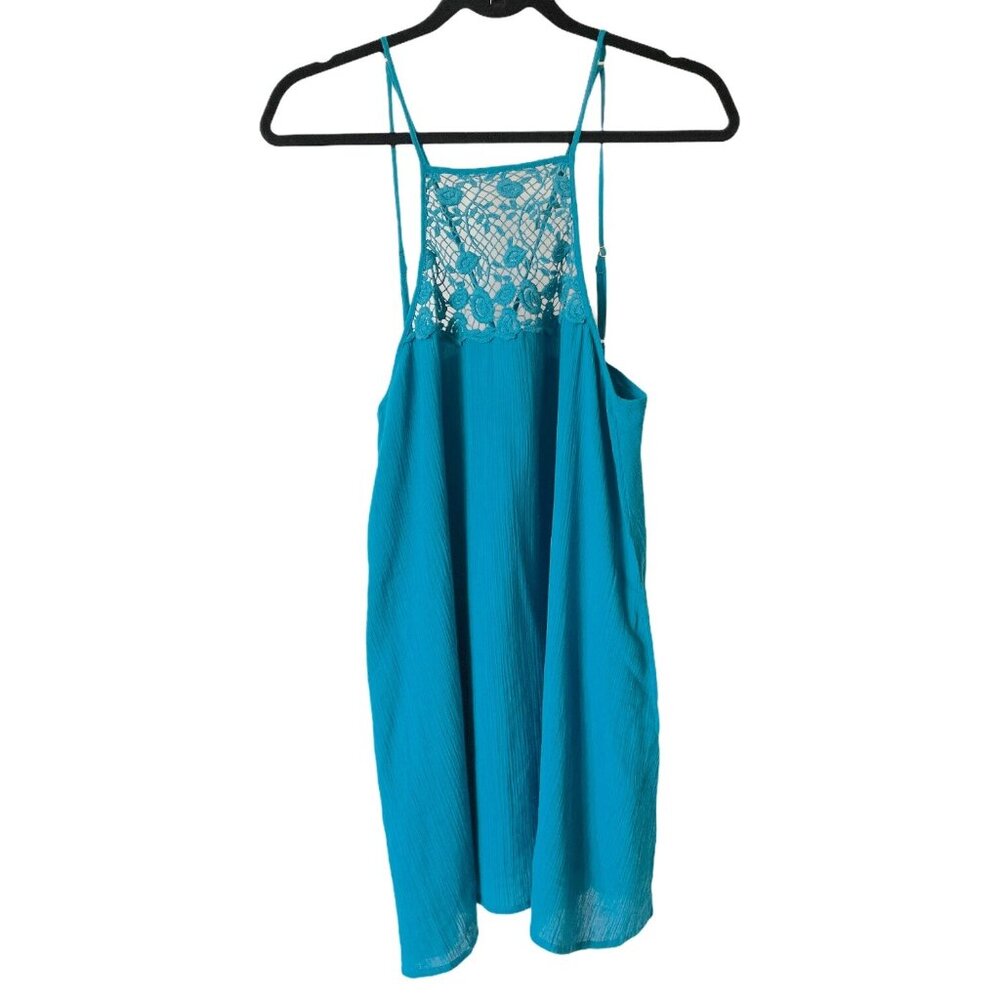 L*Space Sunny Mini Dress Crochet Blue Summer Swim Beach Cover Up NWT Size XS